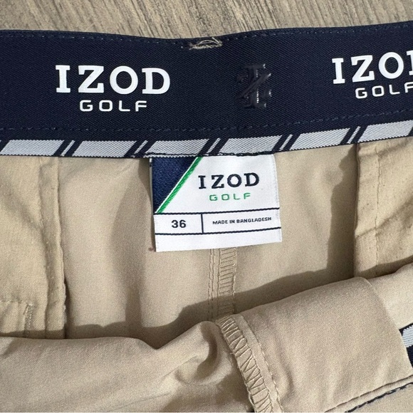 Izod Golf Shorts Beige Khaki Mens Sz 36 Preppy Outdoor - Picture 2 of 7